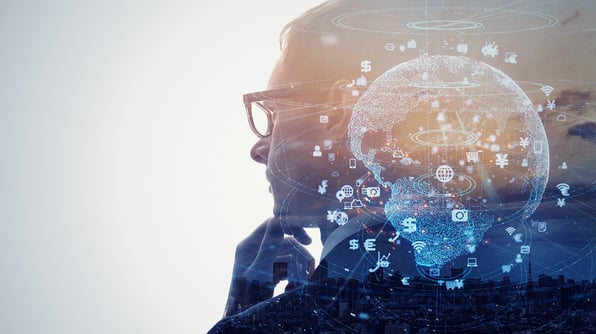 Futuristic woman looking into distance